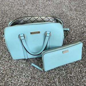Kate Spade matching teal purse and wallet set